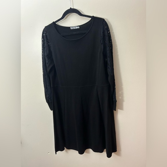 ELIZA J Womens Scoop Neck Lace Long Sleeve A Line Knit Ribbed Dress Plus Size 1X - Picture 4 of 13